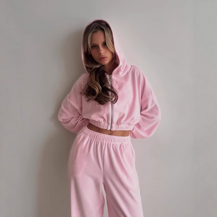 Women's Casual Loose Hooded Two-Piece Sweatsuit Set
