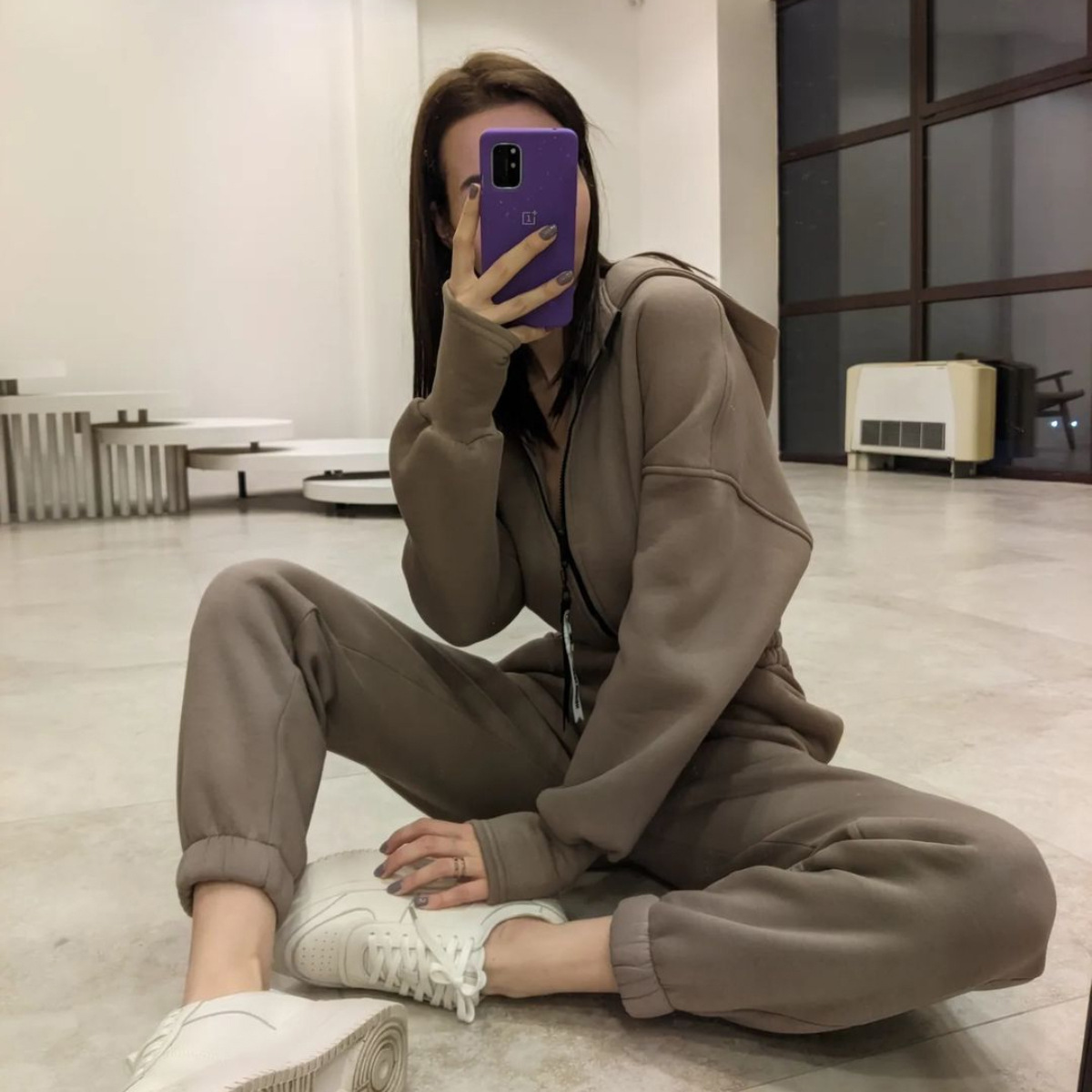 Women's Hooded Jumpsuit Long Sleeve Zip-Up Casual Set