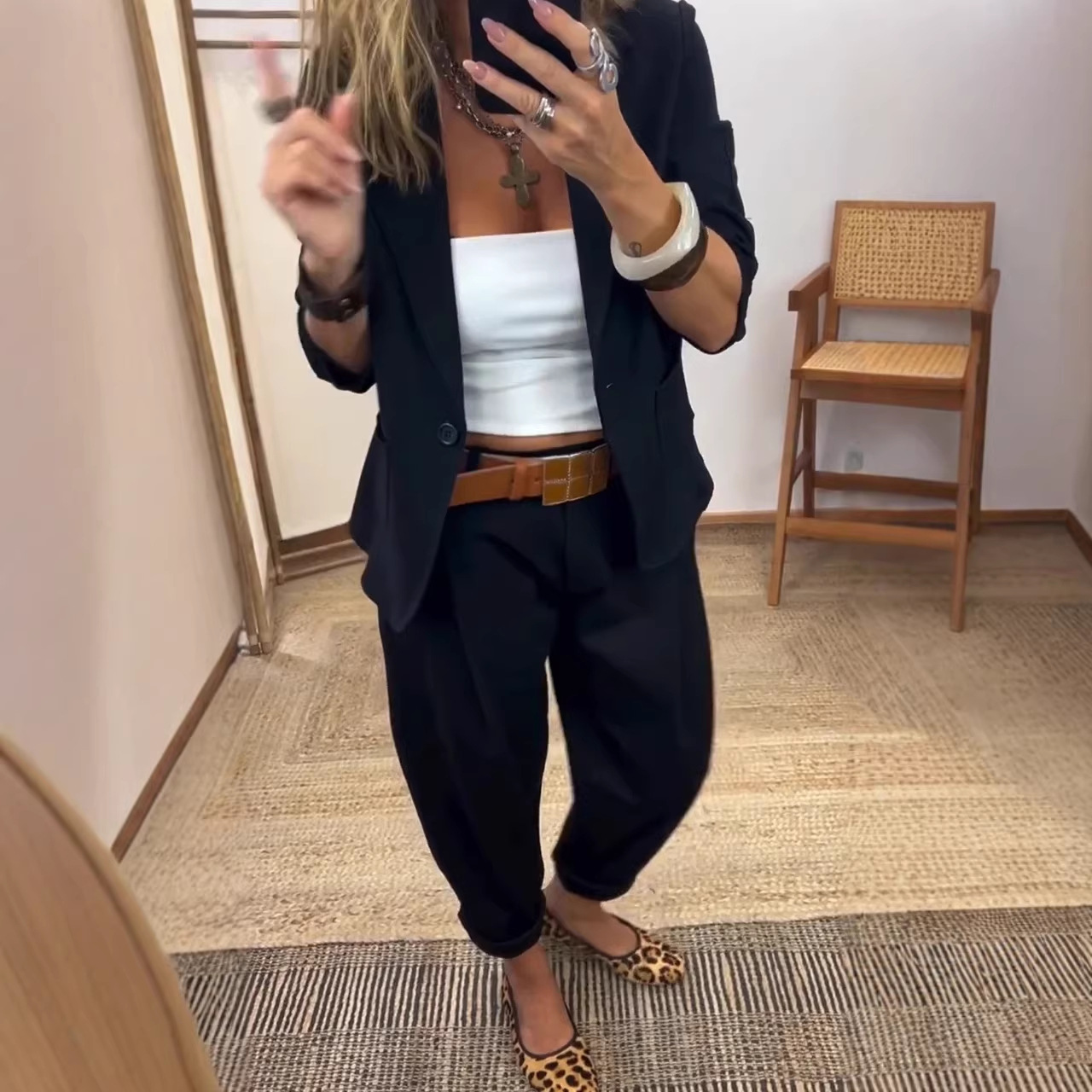 Women's Casual Commuter Blazer and Pants Set