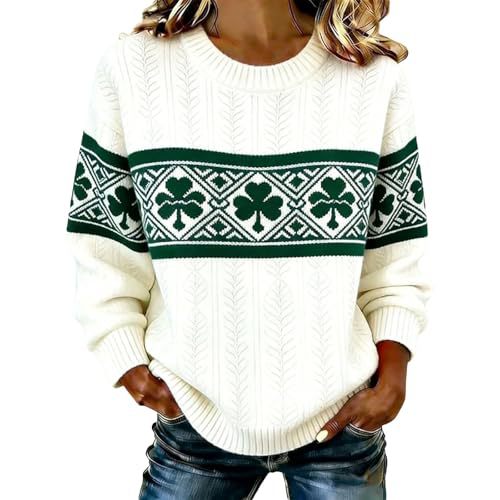 Women's Lucky Clover USA Flag Striped Print Sweatshirt