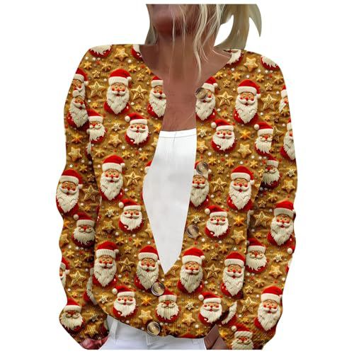 Women's Winter Cloud & Tree Print Button Cardigan Sweater
