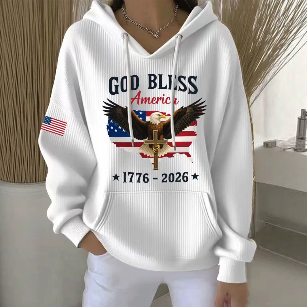 Women's Eagle Cross Print Casual Hoodie