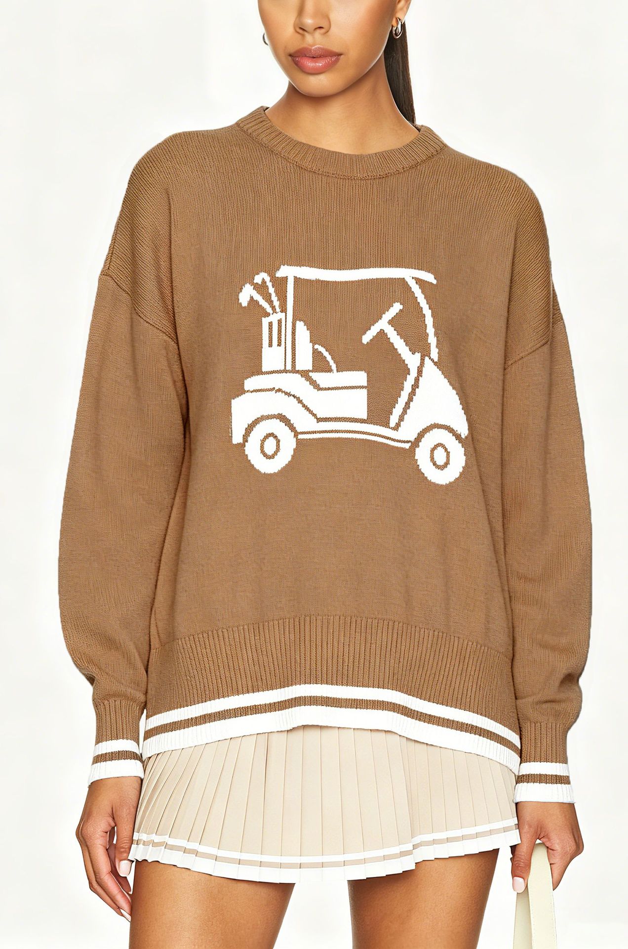Women's Jacquard Crewneck Pullover Knit Sweater
