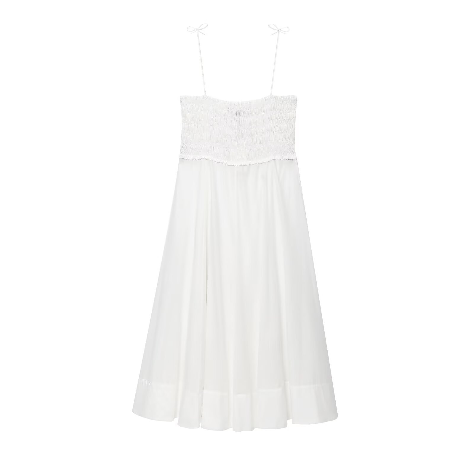 Cotton Midi Dress V-Neck Sleeveless Solid