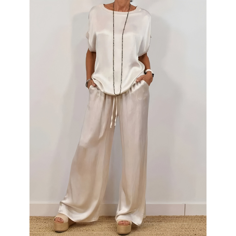 Women's Casual Loose T-Shirt & Wide-Leg Pants Set