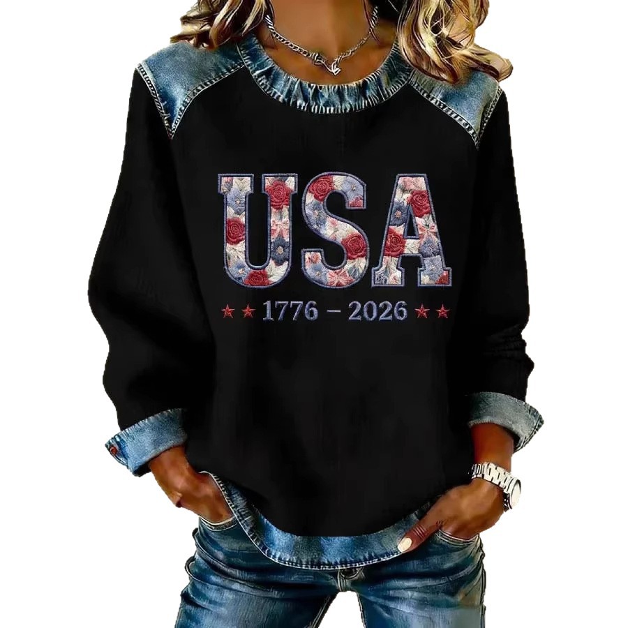 Women's USA Print Crewneck Sweatshirt