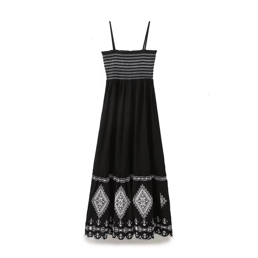 Women's Embroidered Sleeveless Long Dress