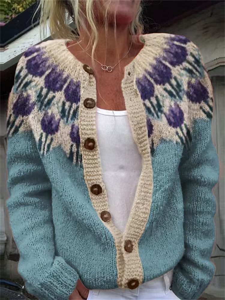 Women's Colorblock Open-Front Cardigan Sweater