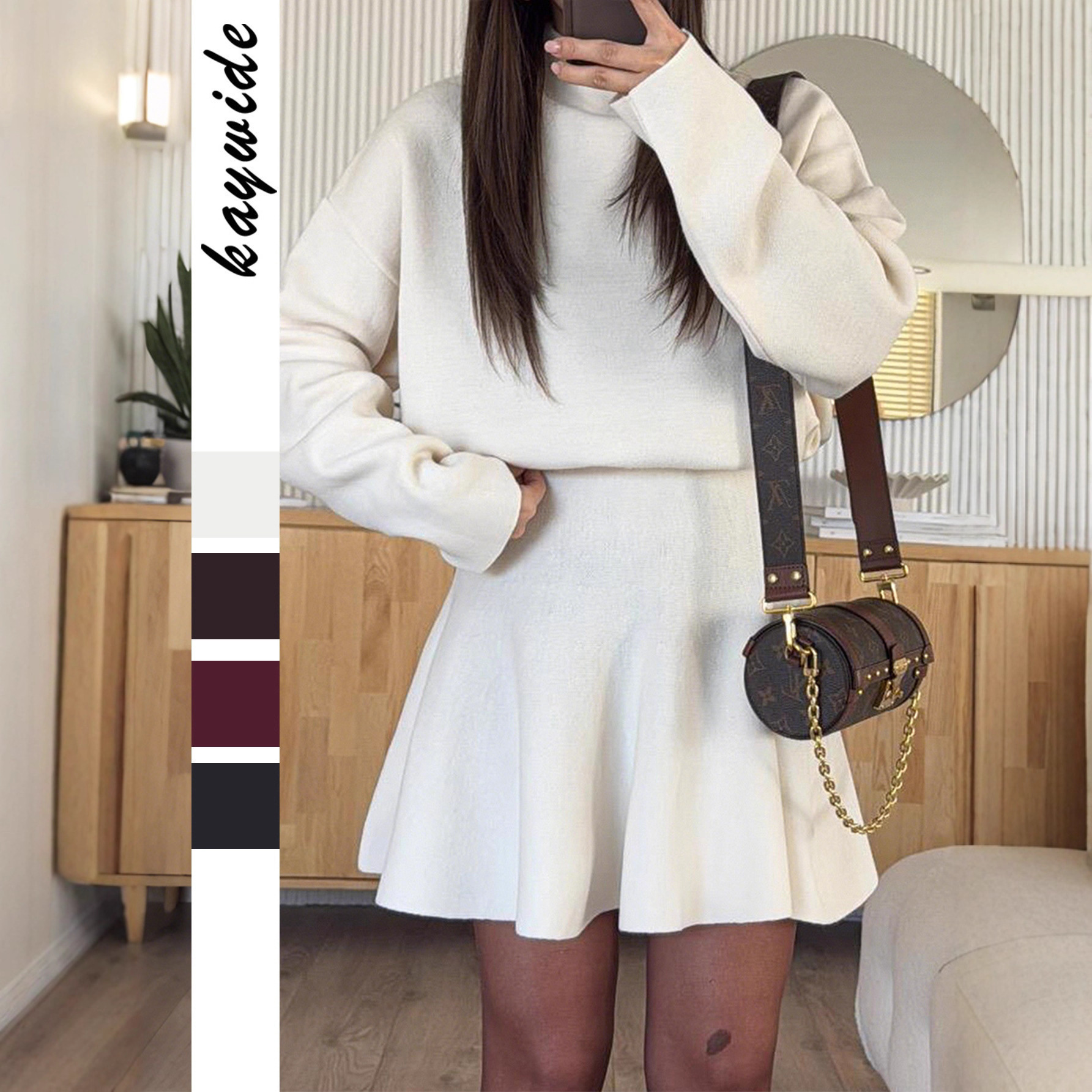 Women's Casual Sweater and Mini Skirt Two-Piece Set Long Sleeve