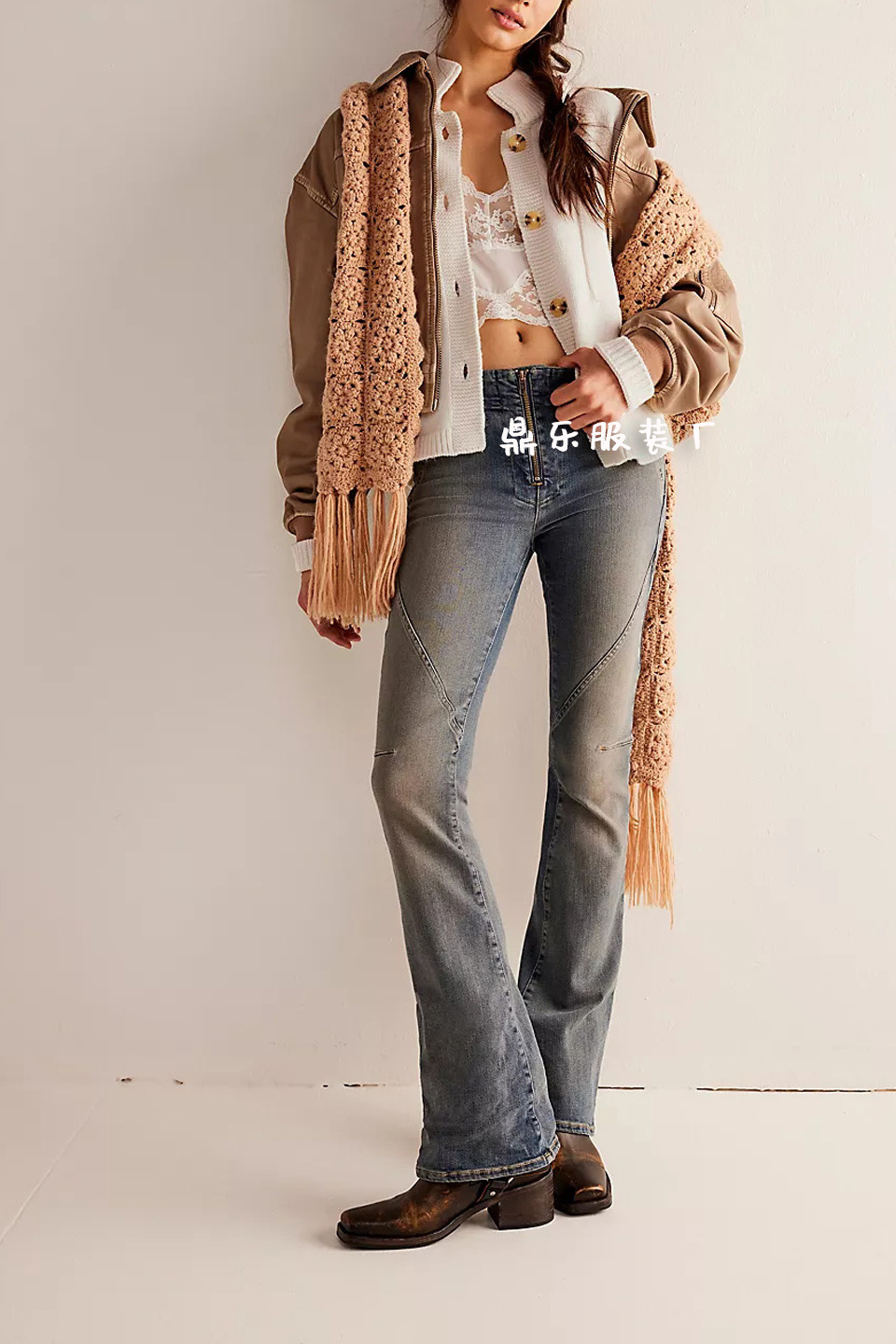 Women's Stand Collar Solid Knit Cardigan Sweater