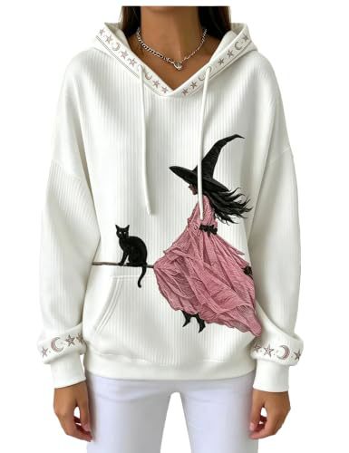Halloween Witch 3D Print Women's Sweatshirt Casual Loose Pullover