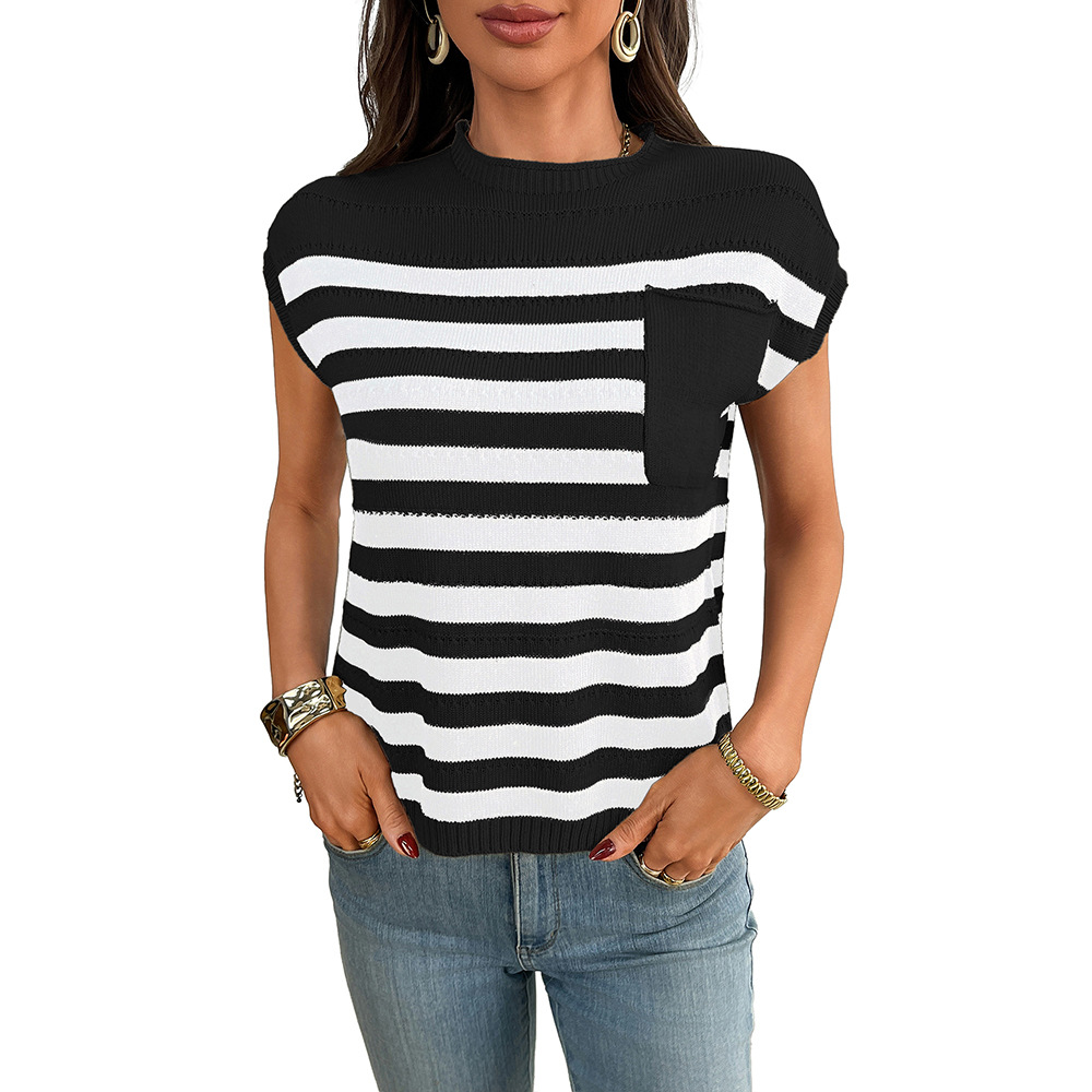 Women's Striped Crewneck Chunky Knit Sweater