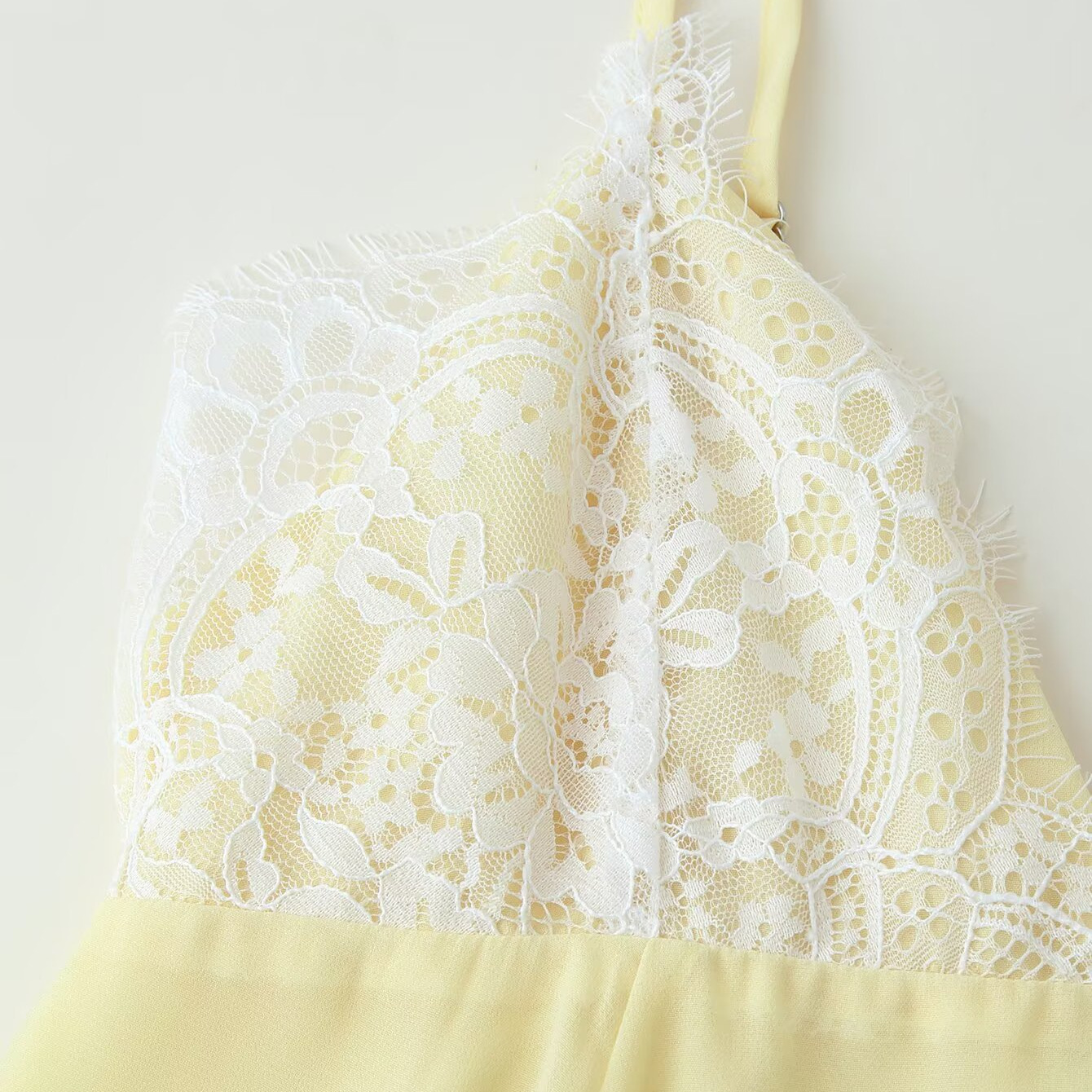V-Neck Lace Panel Cami Short Dress