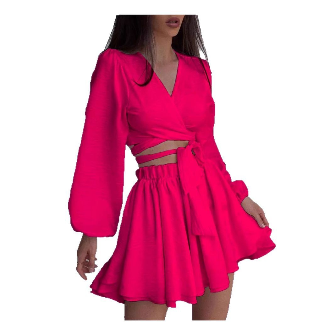 Women's Long Sleeve Belted Cardigan and Shorts Set