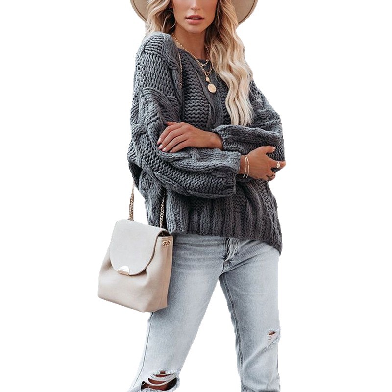 Off-Shoulder Cable Knit Oversized Sweater