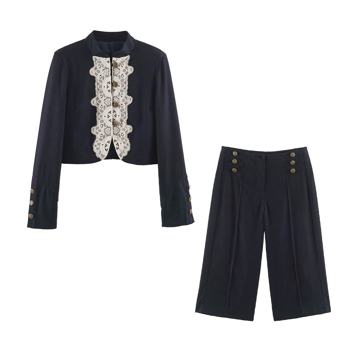 Women's Button-Detail Blazer and Shorts Set