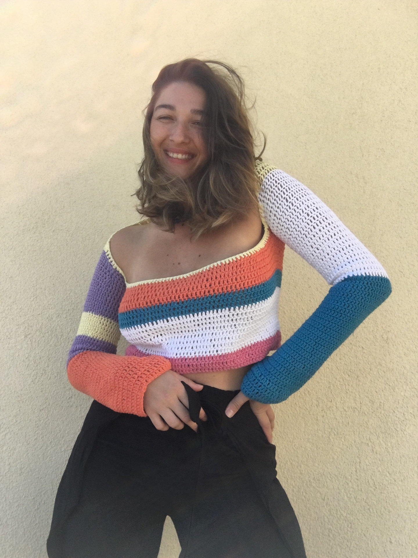 Women's Hollow-Out Knit Long-Sleeve Top