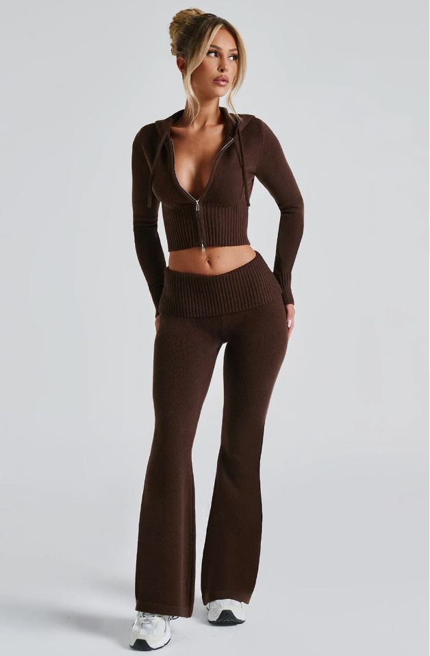 Women's Casual Zip-Up Hoodie and Pants Two-Piece Set