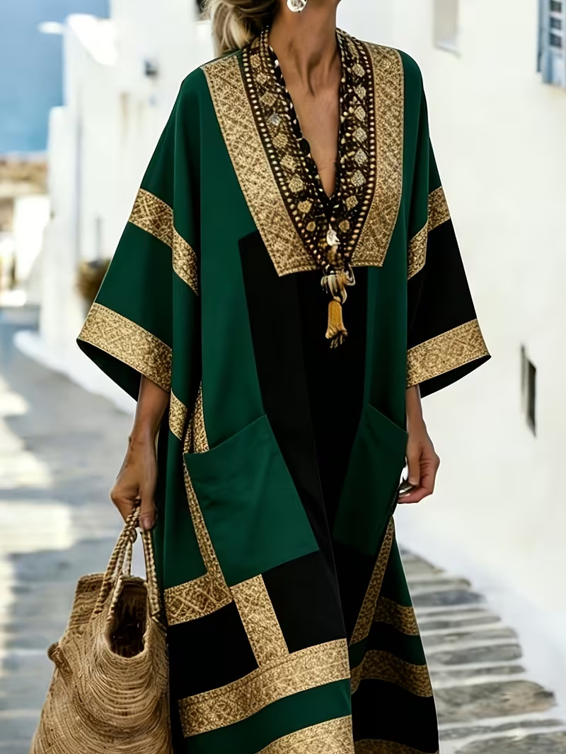 Women's Boho A-Line Midi Dress with 3D Print