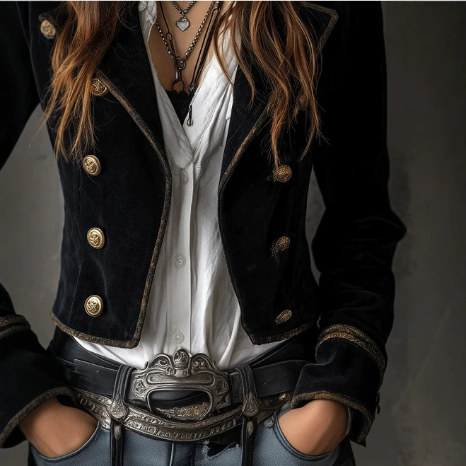 Retro Casual Black Blazer