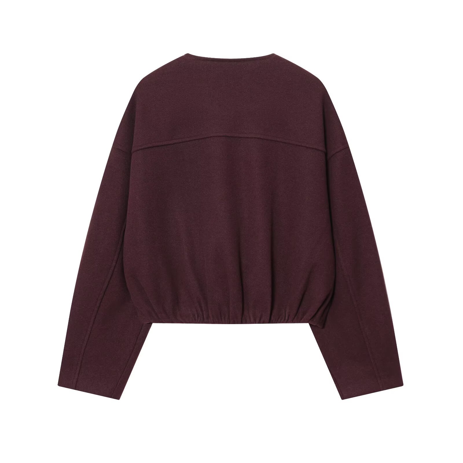 Women's Soft Round Neck Jacket with Gold Buttons