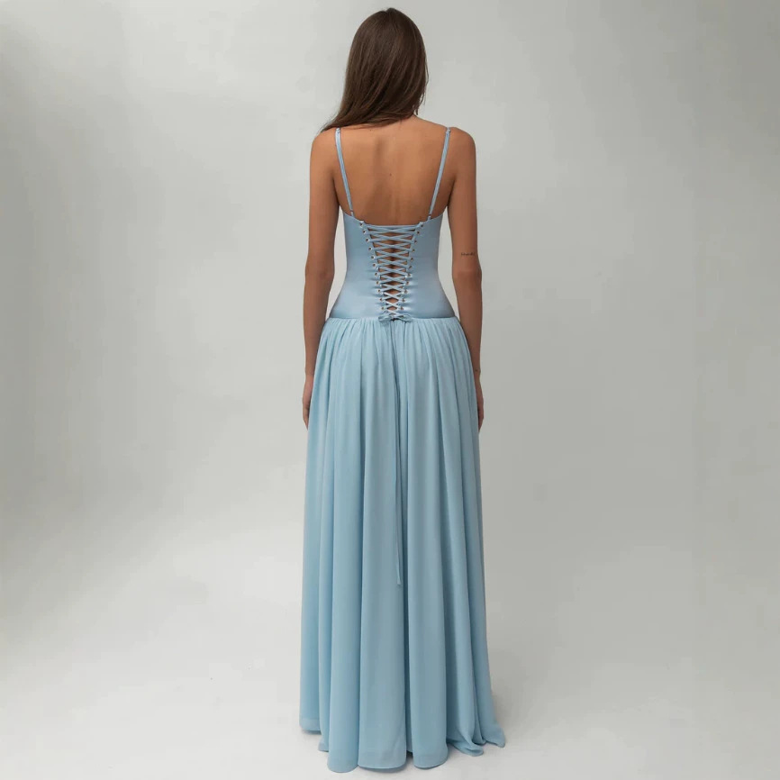 Women's Sleeveless Strapless High-Waist Maxi Evening Dress