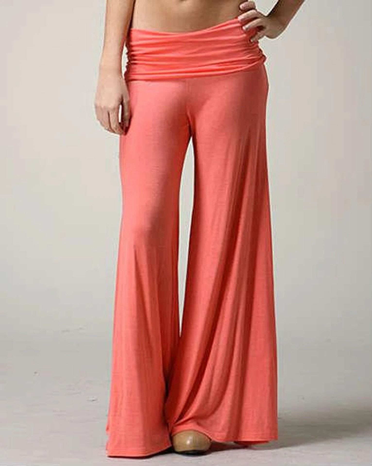 Wide-Leg Flared Casual Yoga Pants Solid Color Loose Fit