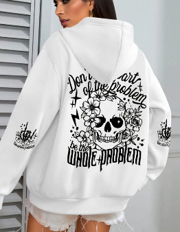 Women's Pink Skull Soda Print Hoodie