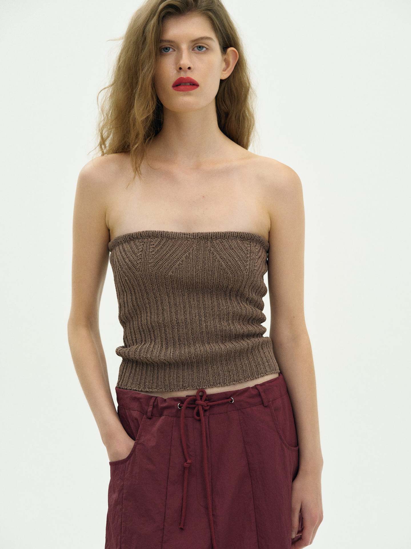 Women's Off-Shoulder Crop Knit Top Sexy Backless Slimming Tube Top