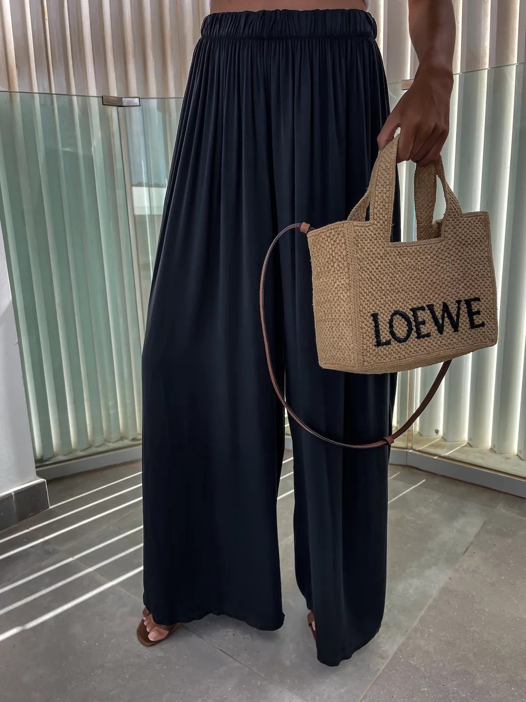 Women's High-Waist Wide-Leg Pants Solid Color Loose Flowy