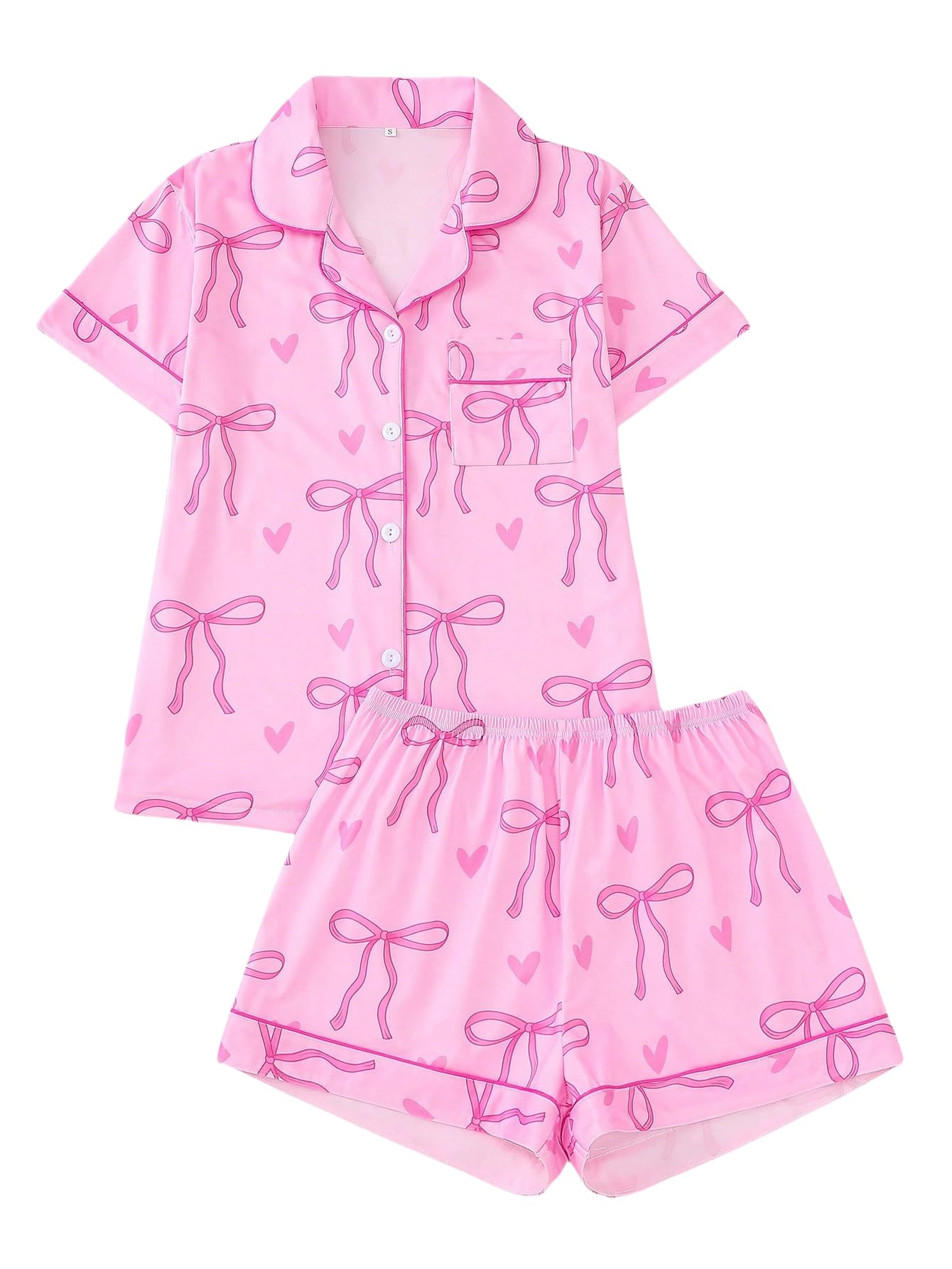 Women's Summer Hawaiian Print Short Sleeve Shirt Set