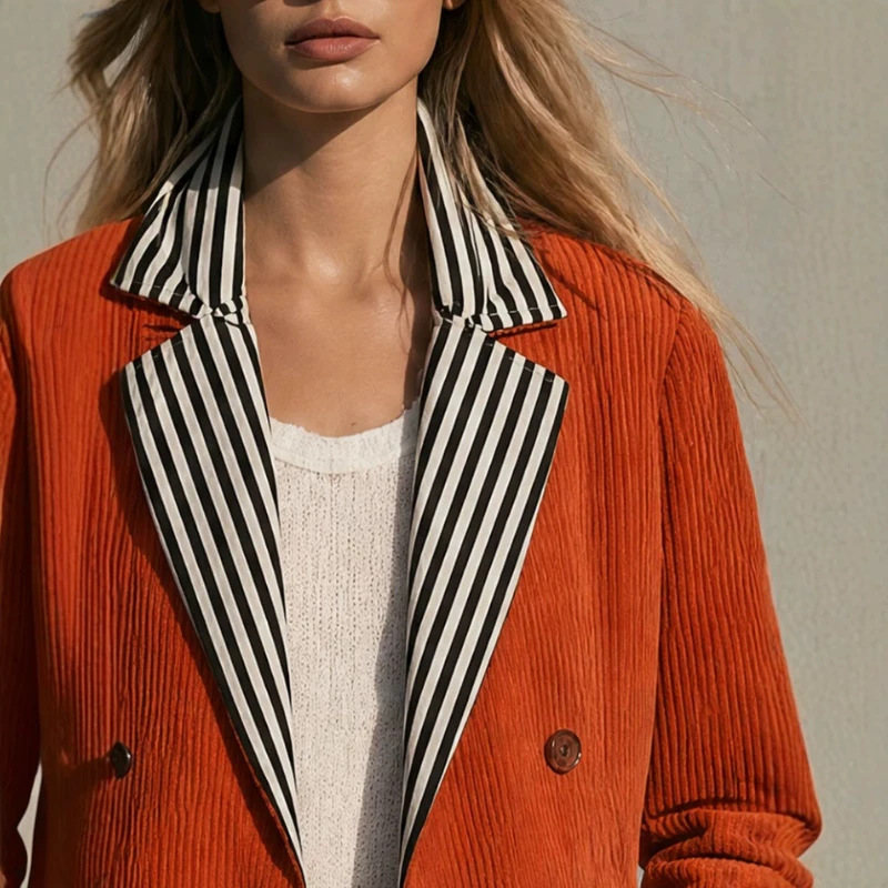 Retro Color-Block Orange Jacket