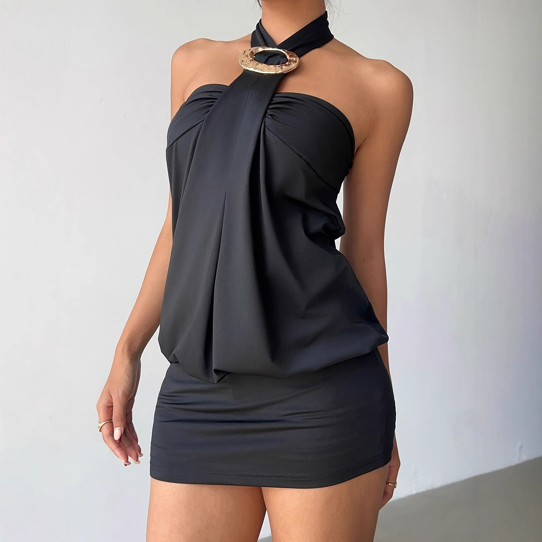 Sexy Halter Backless Bodycon Knit Two-Piece Dress