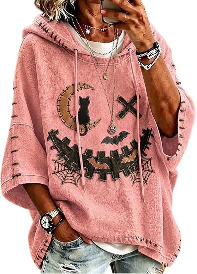 Halloween Witch Smiley Pumpkin 3D Print Loose Hoodie