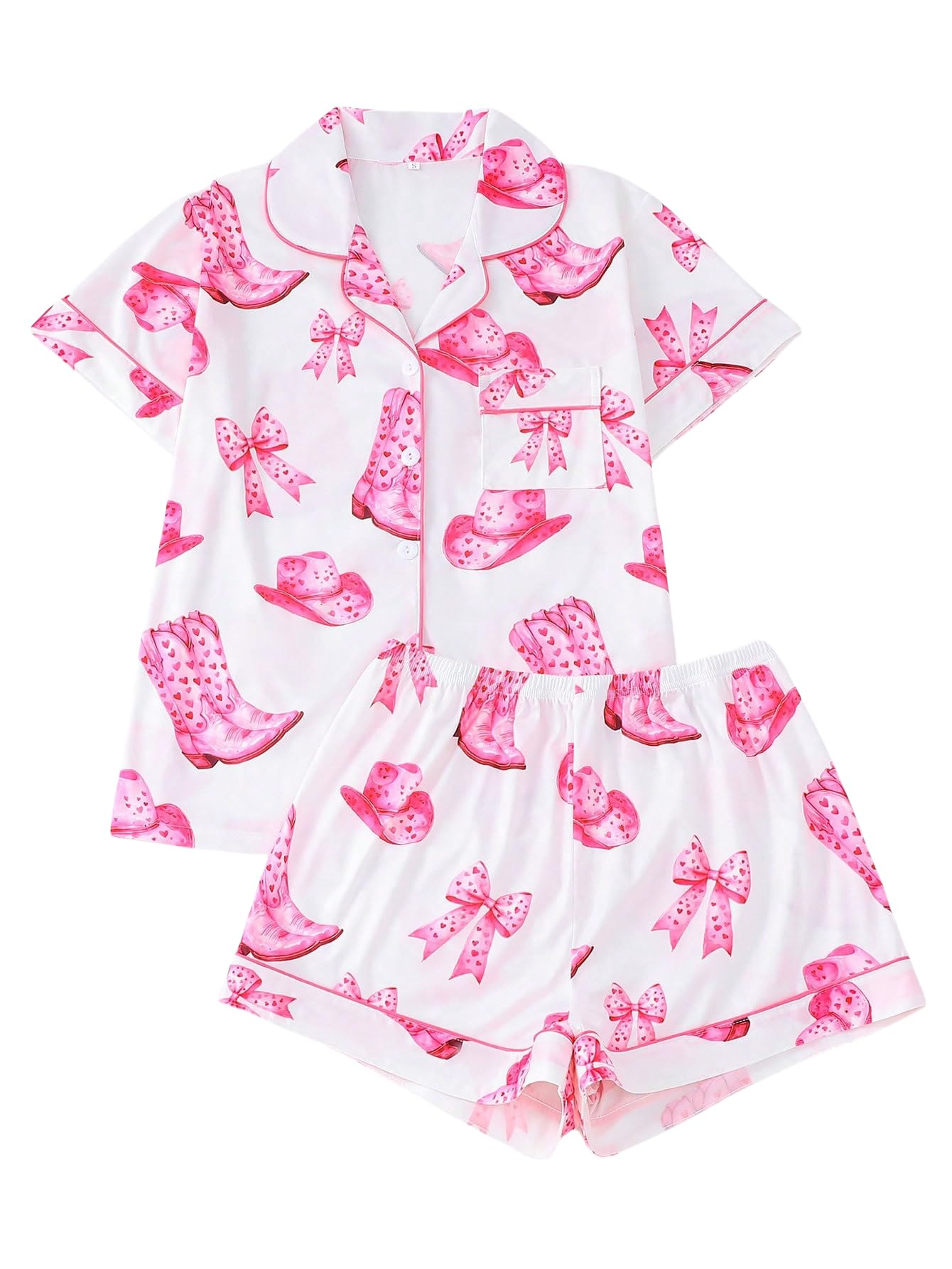 Women's Summer Hawaiian Print Short Sleeve Shirt Set
