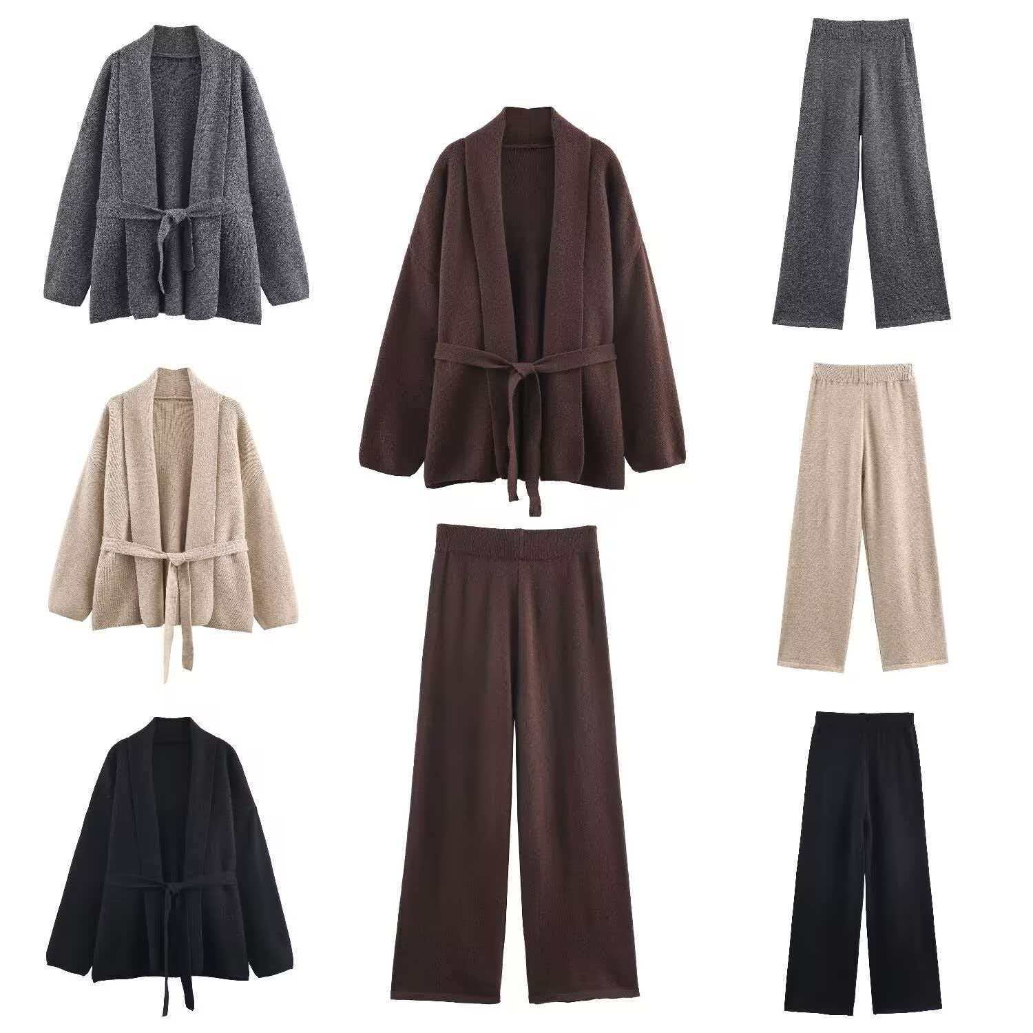 Pure Cashmere V-Neck Cardigan with Belt Loose Knit Coat