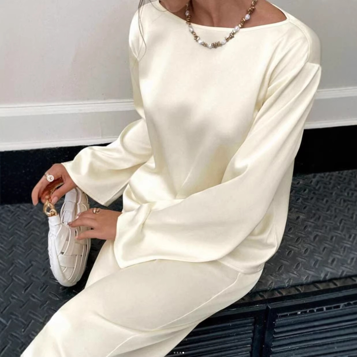 Women's Two-Piece Straight-Leg Pants and Loose Top Set