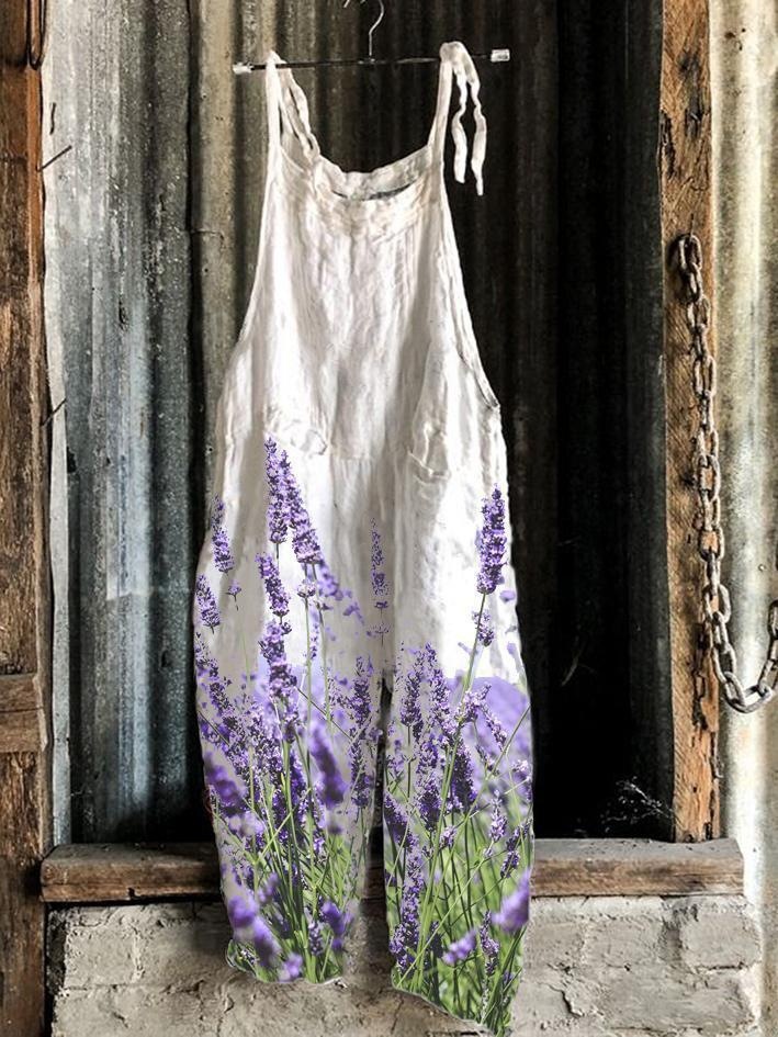 Sweet Floral Print Wide-Leg Jumpsuit