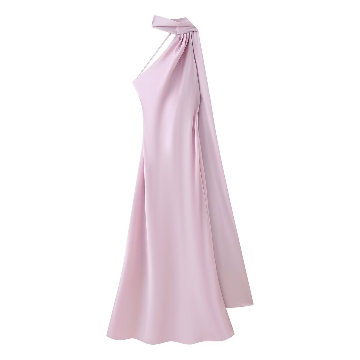 Women's Elegant Open-Back Halter Maxi Dress with Tie Detail
