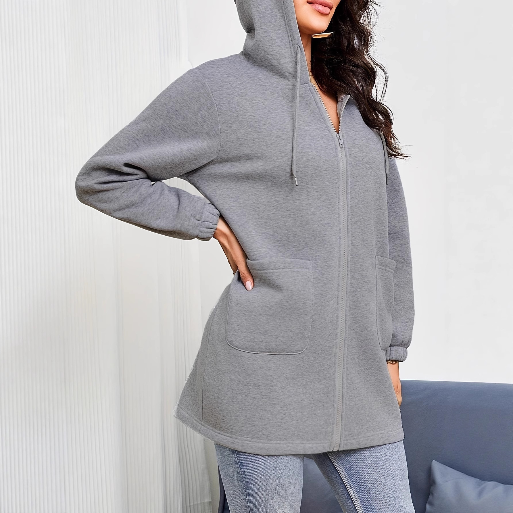 Women's Half-Zip Hooded Sweatshirt Oversized Long Sleeve