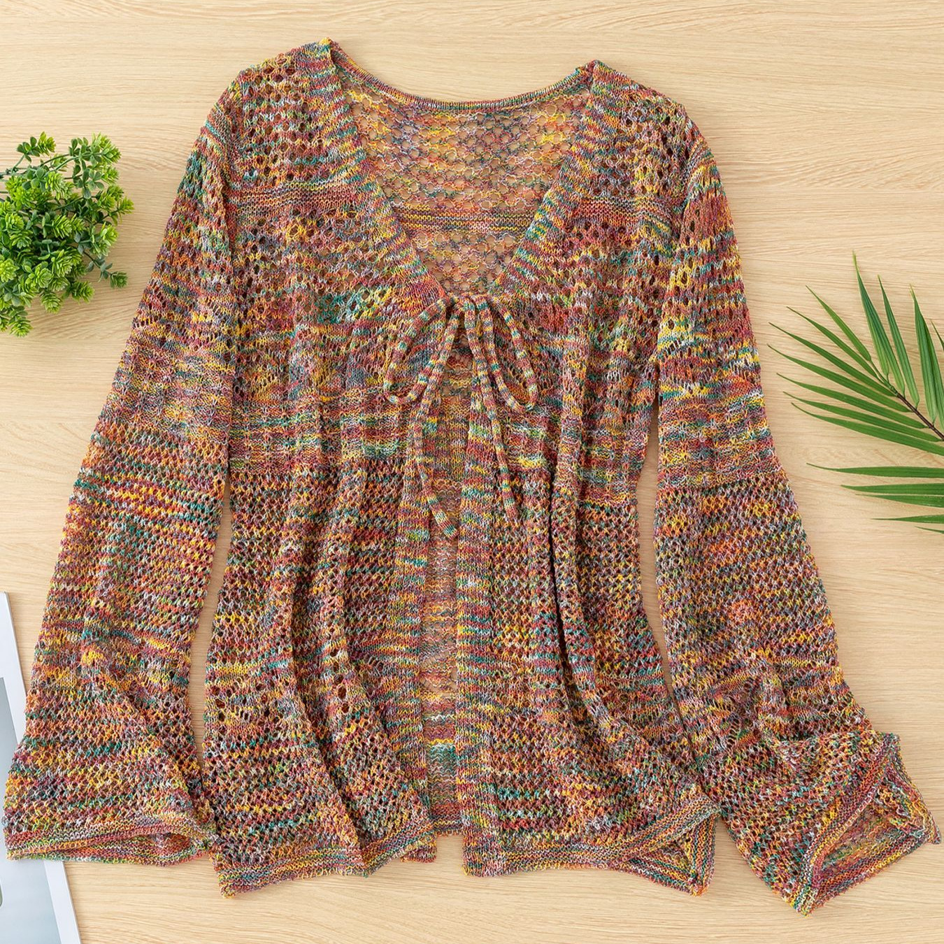 Women's Sexy Open-Knit Cardigan Solid Color Beach Cover-Up