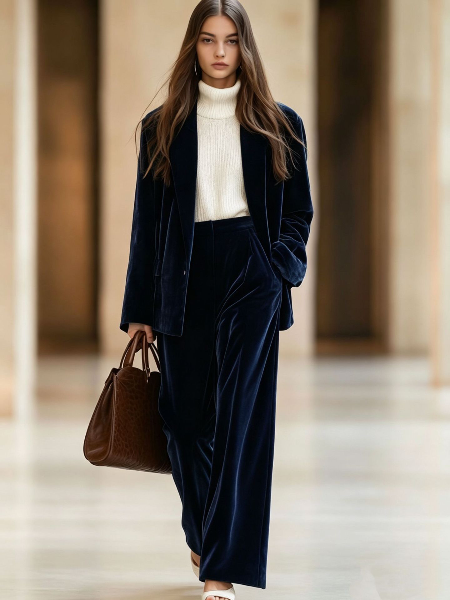 Solid Velvet Loose Casual Two-Piece Pants Set