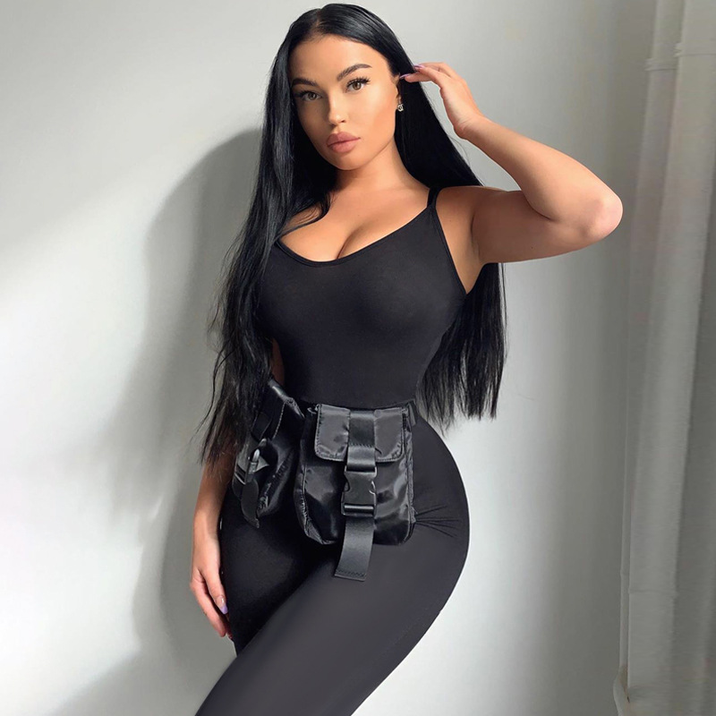 Women's Solid Color Sleeveless Yoga Jumpsuit Casual Slim Fit