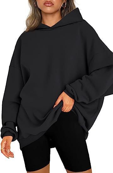 Women's Oversized Fleece-Lined Hooded Pullover Sweatshirt