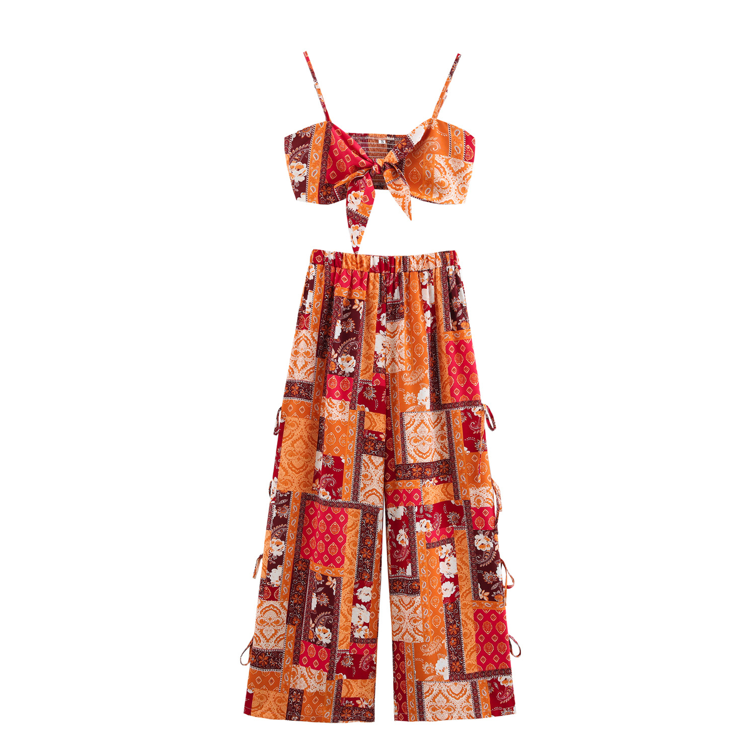 Women's Loose Print Casual Long Pants Set