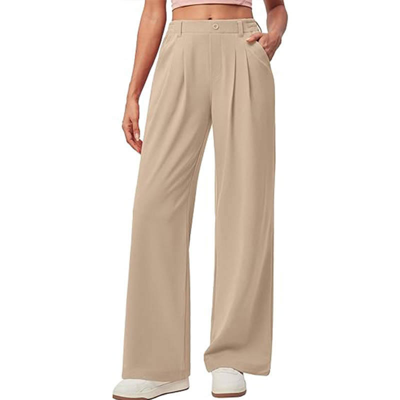 High-Waist Wide-Leg Drapey Casual Pants for Women