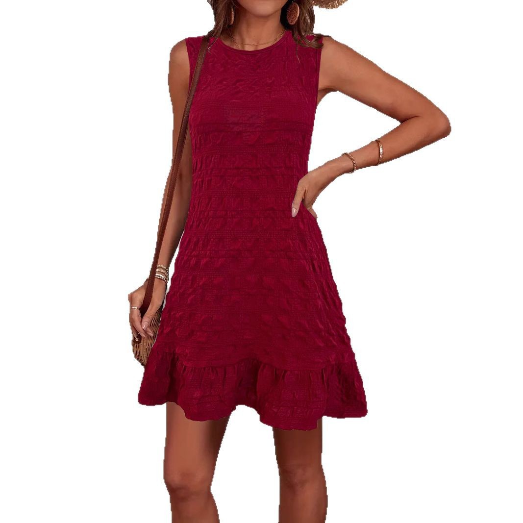 Sleeveless Tie-Waist Solid Casual Dress