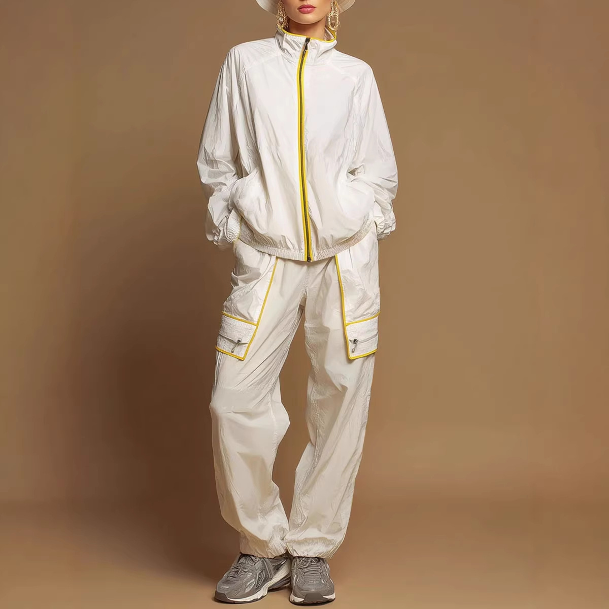 Women's Sun Protection Two-Piece Set with Long Sleeve Jacket and Shorts or Long Skirt, Lined