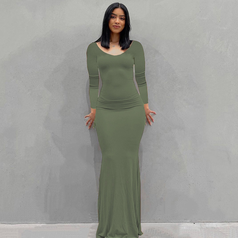 Women's Sleeveless V-Neck Bodycon Maxi Dress