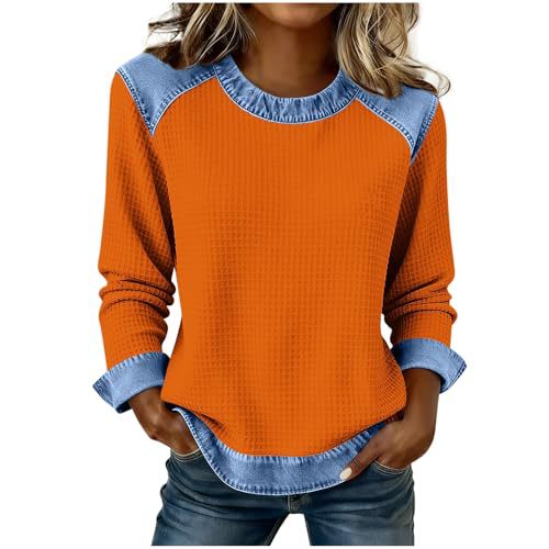 Women's Solid Print Crewneck Sweatshirt Casual Long Sleeve